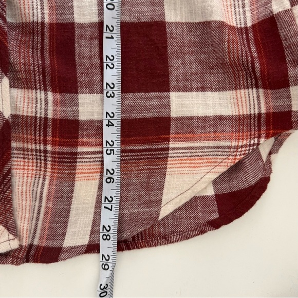 Maurices Cabin Plaid Button Down Boyfriend Fit Shirt Red Cream Medium Women’s - Picture 8 of 11